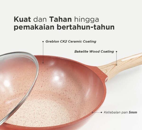 Ecohome - Wok Pan 30cm Cookware - Greblon Ceramic Coating - Image 2
