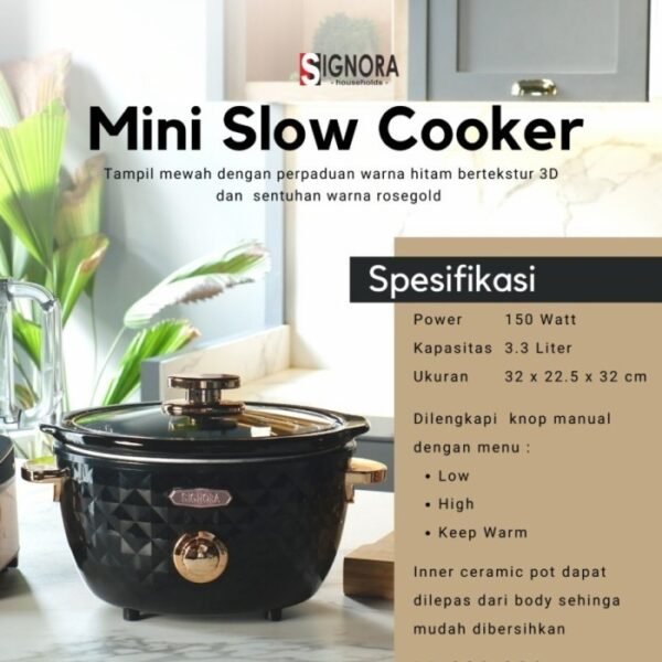 Signora - Mini Slow Cooker - 3.3 Liter - FREE Hadiah - Image 3
