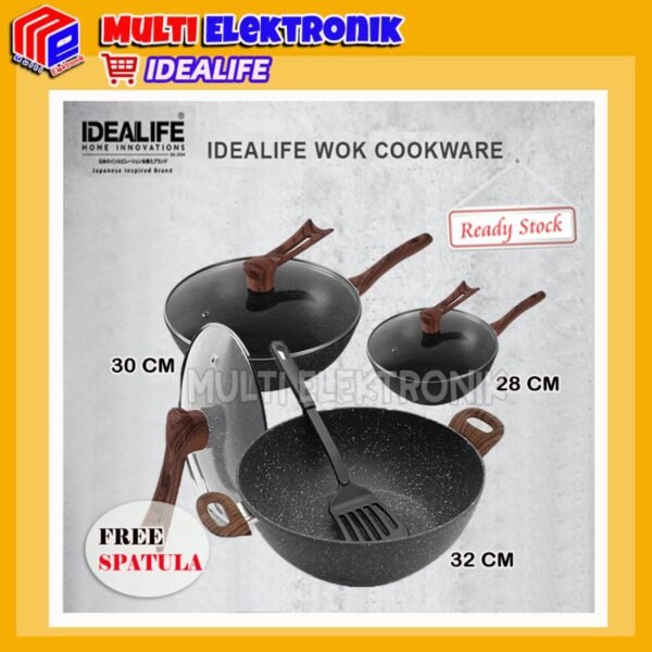 Idealife - Wok Pan - Wajan Penggorengan Anti Lengket