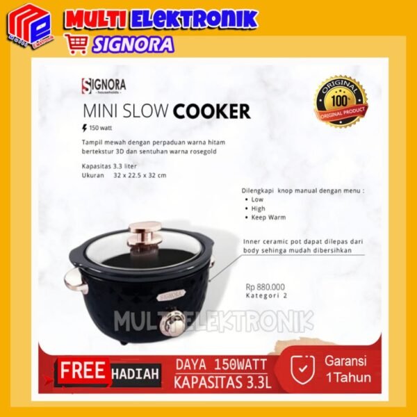 Signora - Mini Slow Cooker - 3.3 Liter - FREE Hadiah