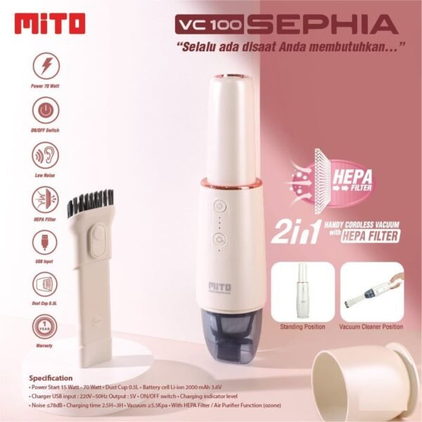 Mito - Wireless Vacuum Cleaner HEPA Filter - VC100 Sephia - Image 5