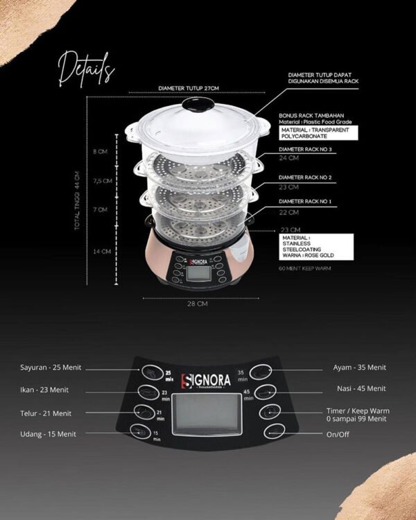 Signora - Steam Cooker - Steamer Kukus - Pemanas Makanan - Image 6