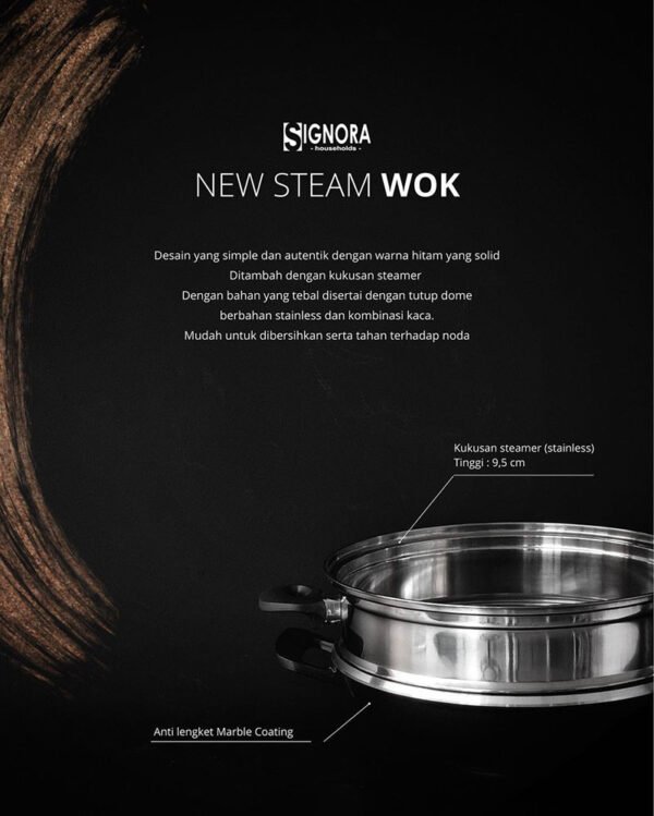 Signora - New Steam Wok 32cm - Anti Lengket - FREE Hadiah - Image 3