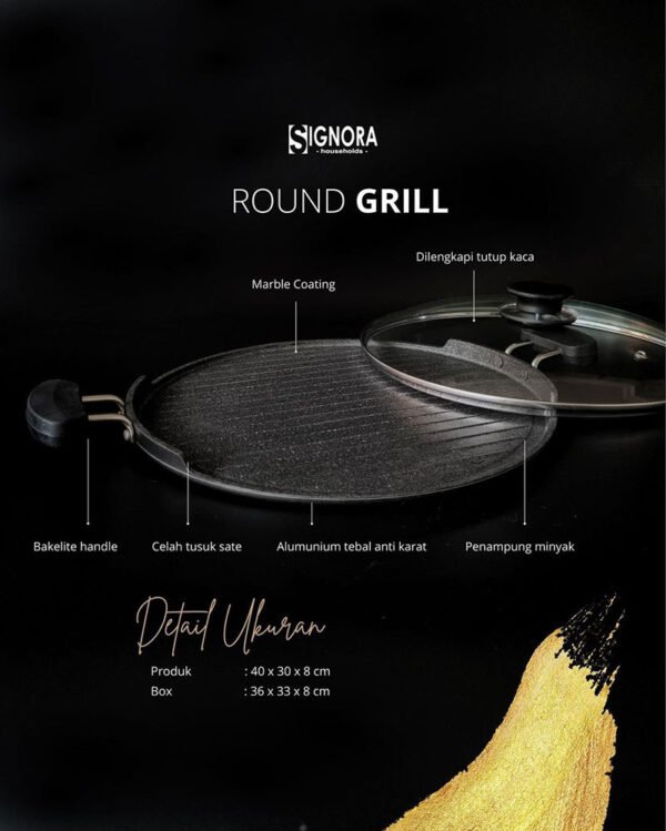 Signora - Round Grill - Alat Panggang Makanan + Bonus - Image 3