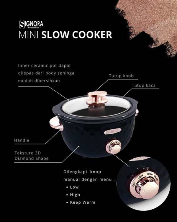 Signora - Mini Slow Cooker - 3.3 Liter - FREE Hadiah - Image 5
