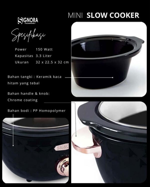 Signora - Mini Slow Cooker - 3.3 Liter - FREE Hadiah - Image 6